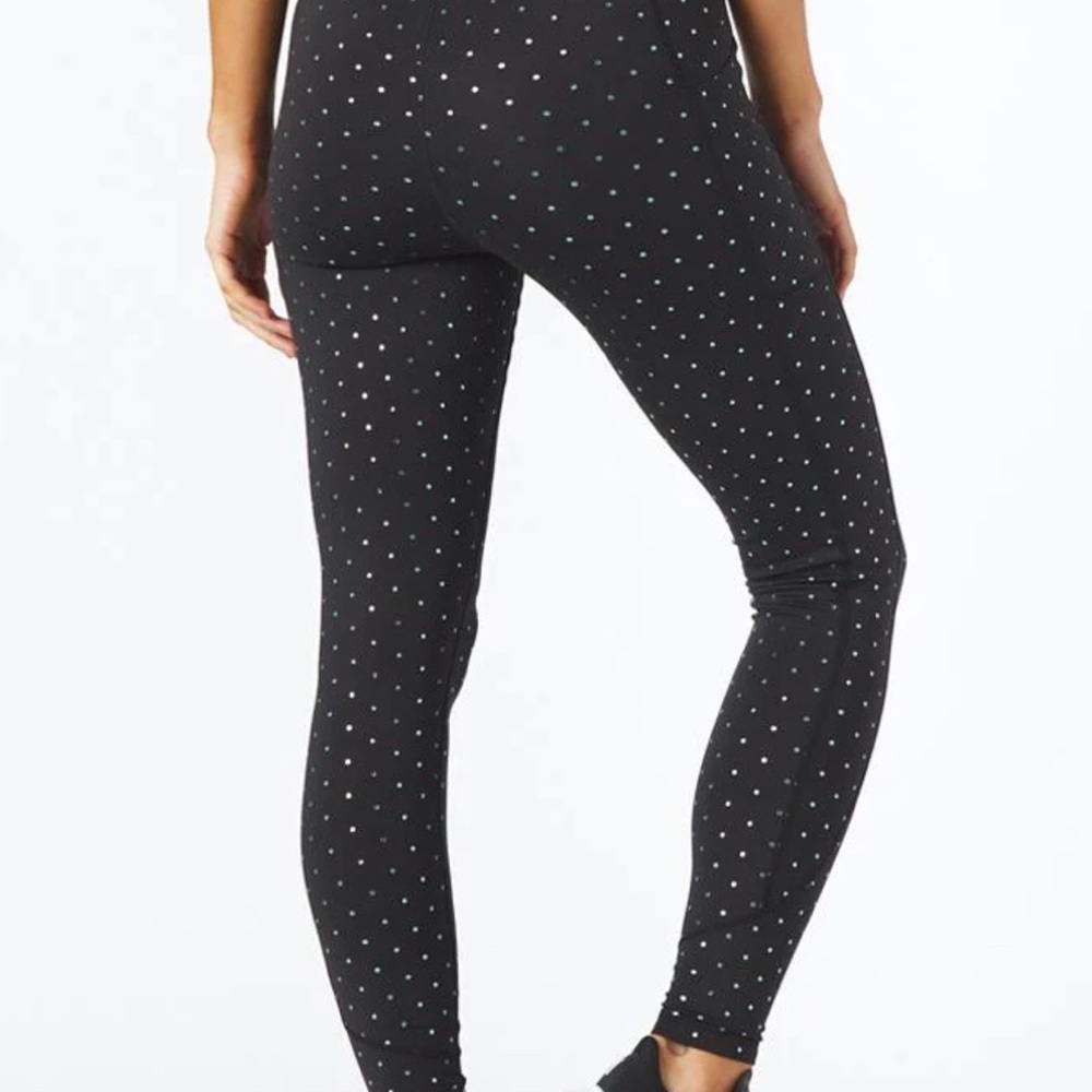 Black gold polka dot gloss Glyder Leggings Medium